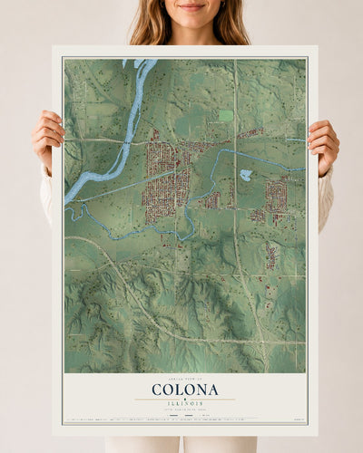 Map of Colona, Illinois, 24 x 36 inch unframed archival matte print