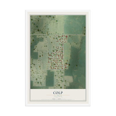 Map of Colp, Illinois, 12 x 18 inch print in a white wood frame