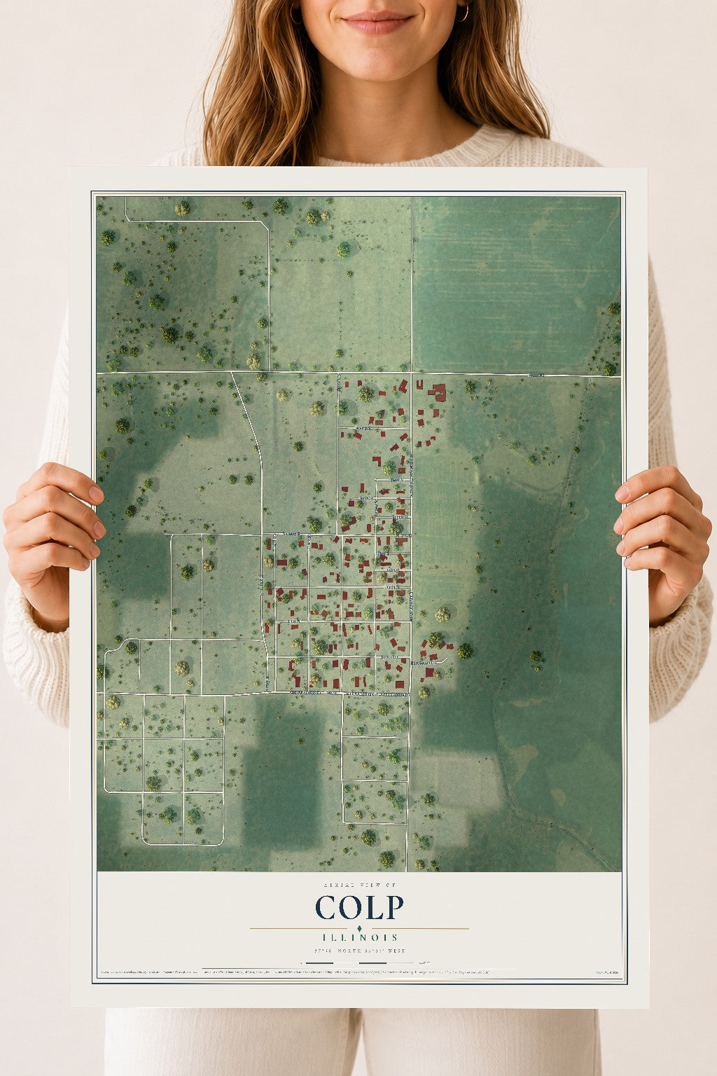 Map of Colp, Illinois, 18 x 24 inch unframed archival matte print