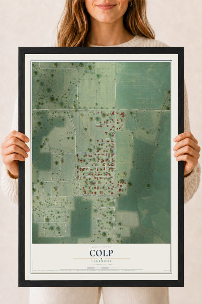 Map of Colp, Illinois, 18 x 24 inch print in a black wood frame