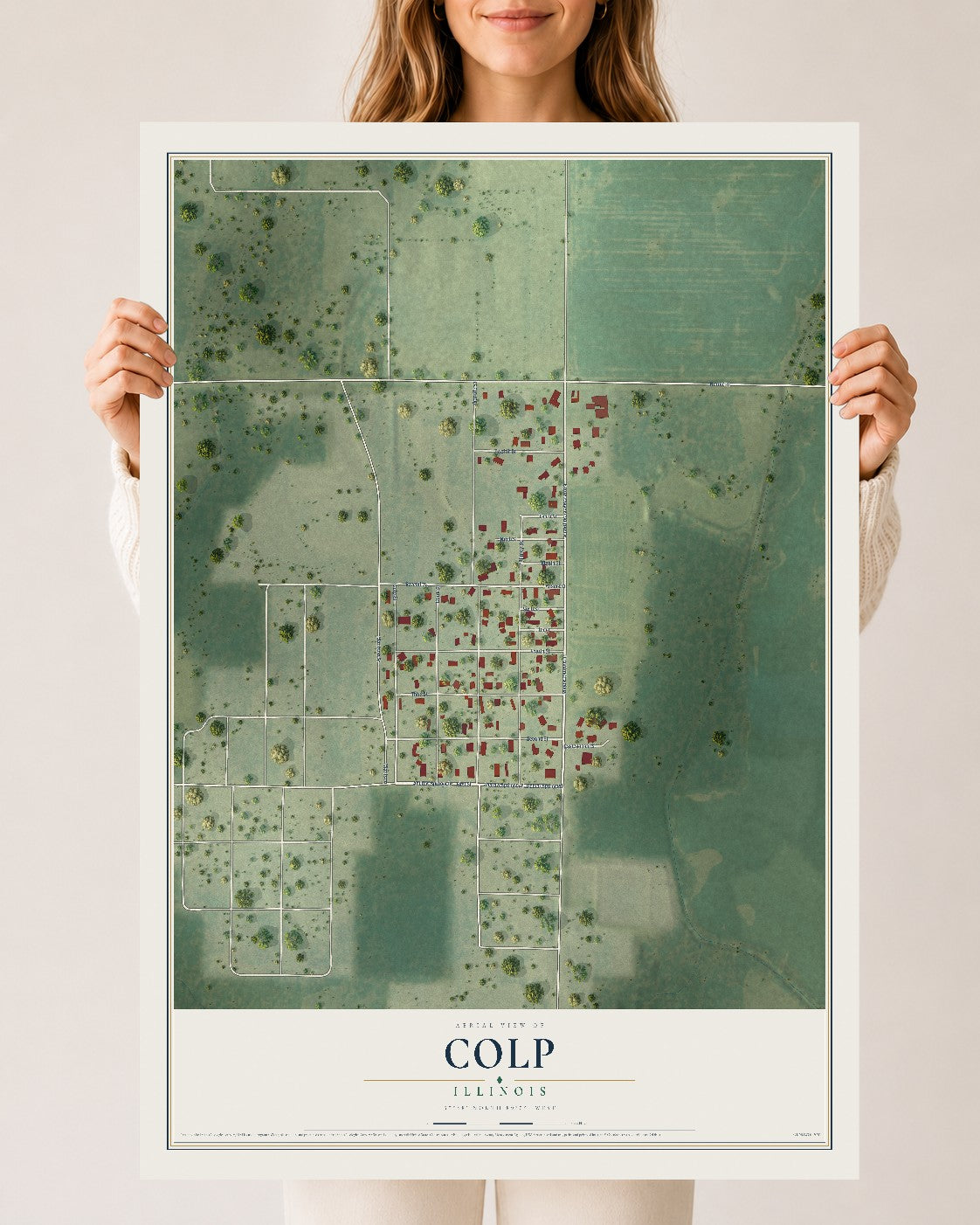 Map of Colp, Illinois, 24 x 36 inch unframed archival matte print