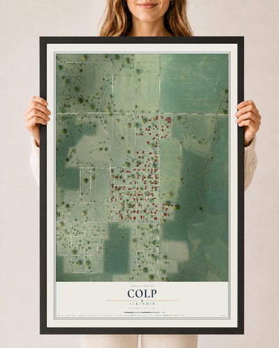 Map of Colp, Illinois, 24 x 36 inch print in a black wood frame