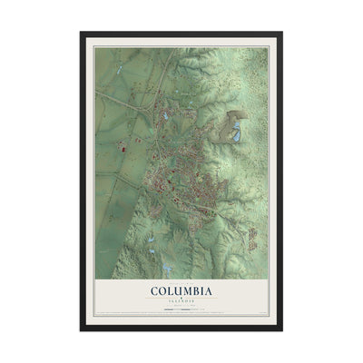 Map of Columbia, Illinois, 12 x 18 inch print in a black wood frame