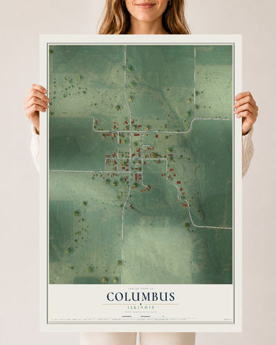 Map of Columbus, Illinois, 24 x 36 inch unframed archival matte print