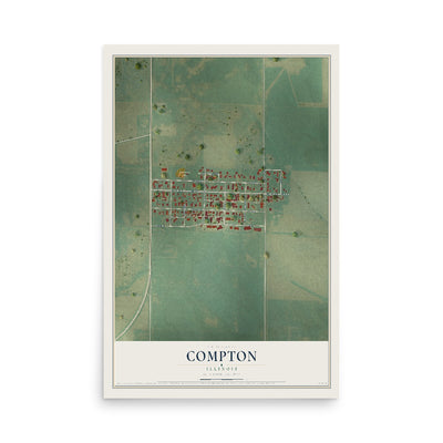 Map of Compton, Illinois, 12 x 18 inch unframed archival matte print