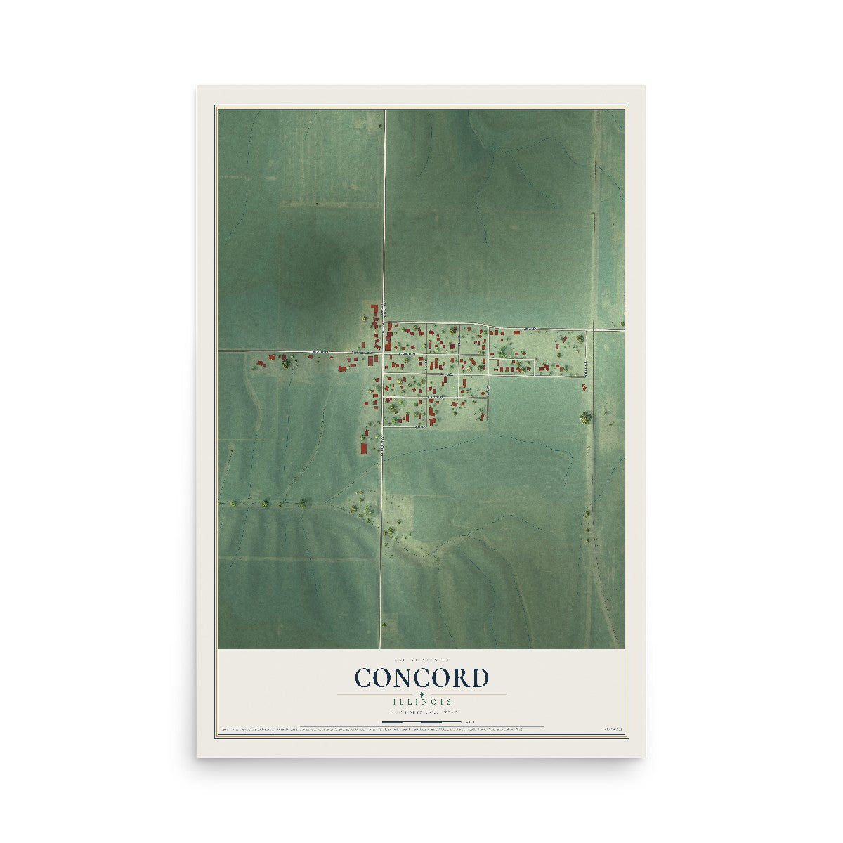Map of Concord, Illinois, 12 x 18 inch unframed archival matte print