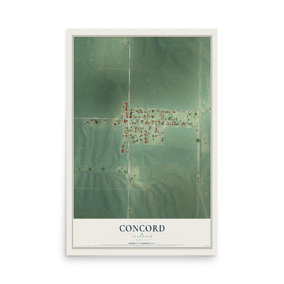 Map of Concord, Illinois, 12 x 18 inch unframed archival matte print
