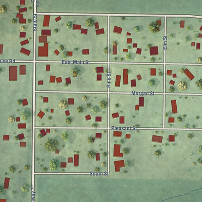 Close-up of the map of Concord, Illinois print showing street and building detail