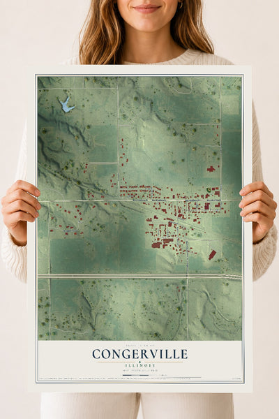 Map of Congerville, Illinois, 18 x 24 inch unframed archival matte print