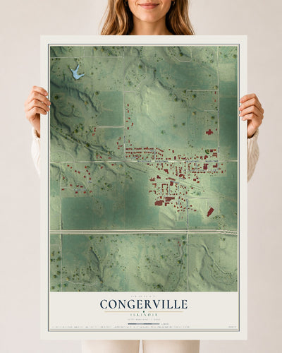 Map of Congerville, Illinois, 24 x 36 inch unframed archival matte print