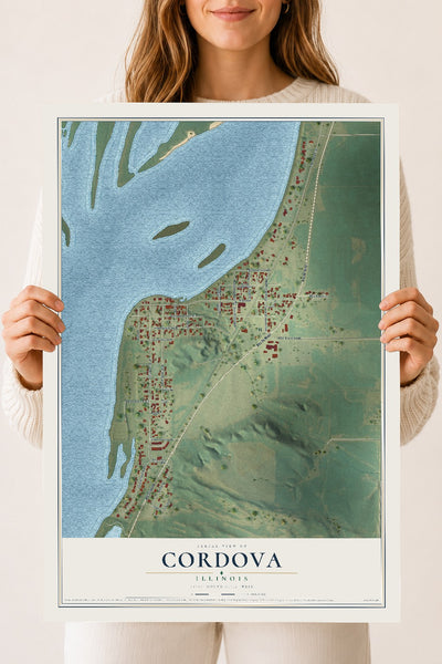 Map of Cordova, Illinois, 18 x 24 inch unframed archival matte print