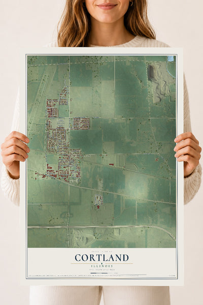 Map of Cortland, Illinois, 18 x 24 inch unframed archival matte print