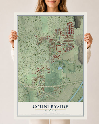 Map of Countryside, Illinois, 24 x 36 inch unframed archival matte print