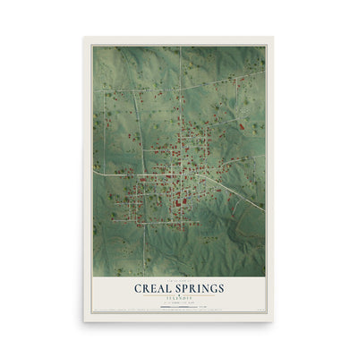 Map of Creal Springs, Illinois, 12 x 18 inch unframed archival matte print