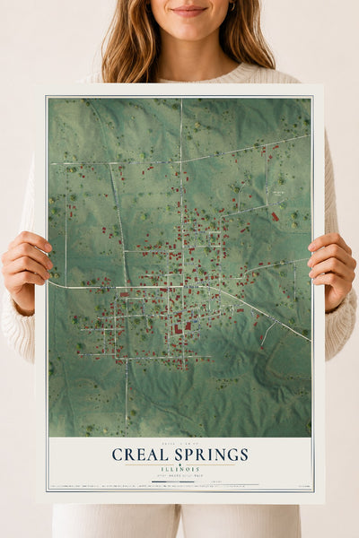 Map of Creal Springs, Illinois, 18 x 24 inch unframed archival matte print