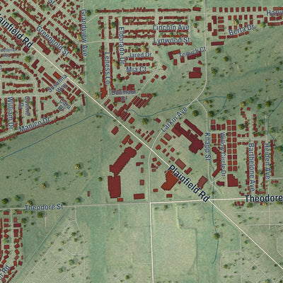 Second close-up of the map of Crest Hill, Illinois print showing more streets and buildings