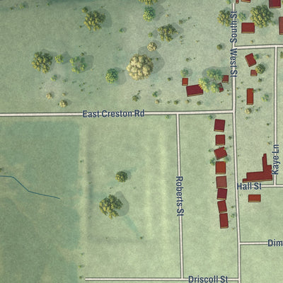 Second close-up of the map of Creston, Illinois print showing more streets and buildings