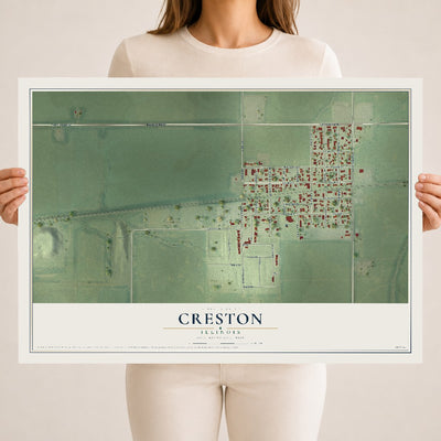 Map of Creston, Illinois, 18 x 24 inch unframed archival matte print