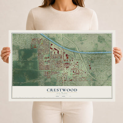 Map of Crestwood, Illinois, 12 x 18 inch unframed archival matte print