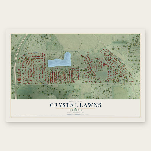 Crystal Lawns, Illinois map print, the full design