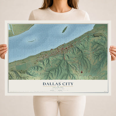 Map of Dallas City, Illinois, 18 x 24 inch unframed archival matte print