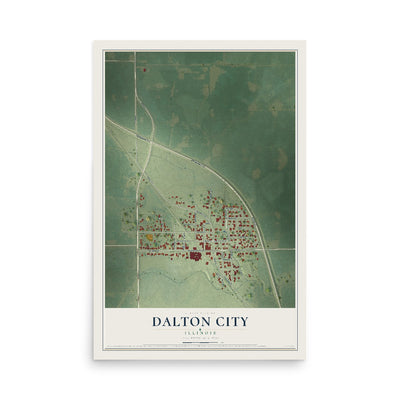 Map of Dalton City, Illinois, 12 x 18 inch unframed archival matte print