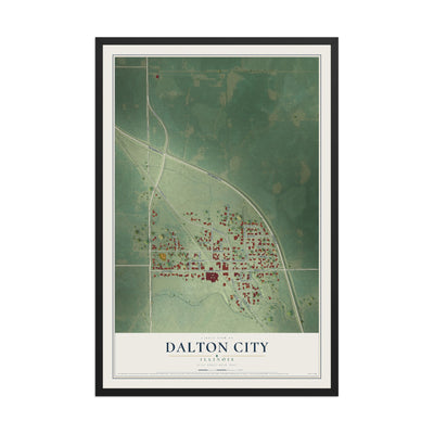 Map of Dalton City, Illinois, 12 x 18 inch print in a black wood frame