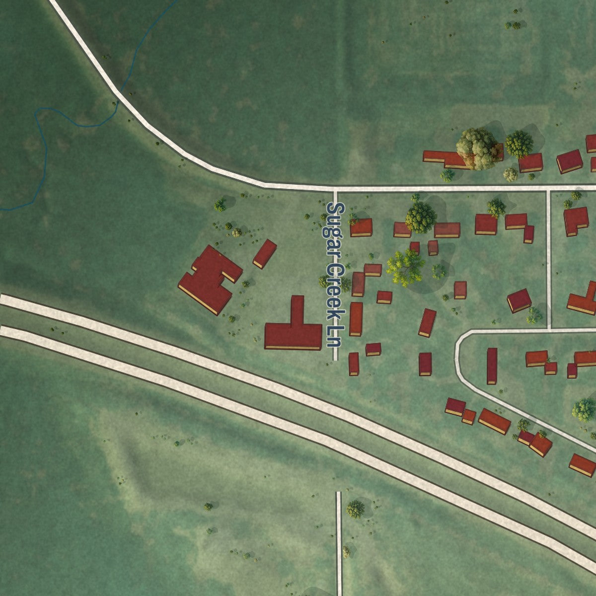 Second close-up of the map of Damiansville, Illinois print showing more streets and buildings