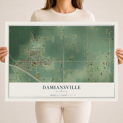 Map of Damiansville, Illinois, 18 x 24 inch unframed archival matte print