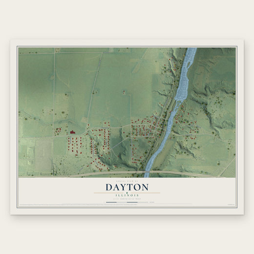 Dayton, Illinois map print, the full design