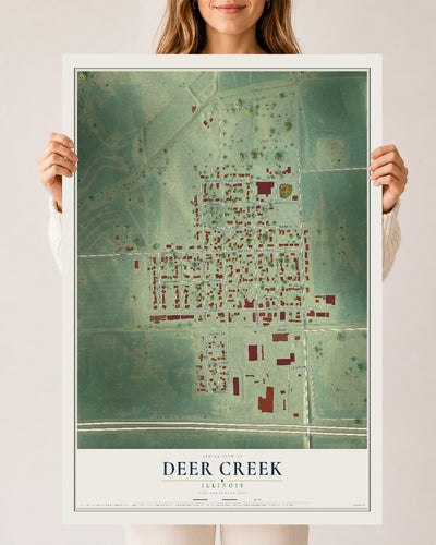 Map of Deer Creek, Illinois, 24 x 36 inch unframed archival matte print