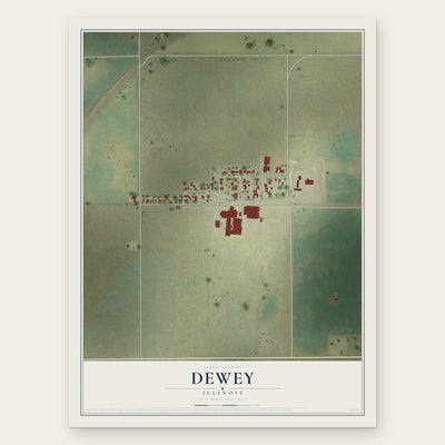 Dewey, Illinois map print, the full design