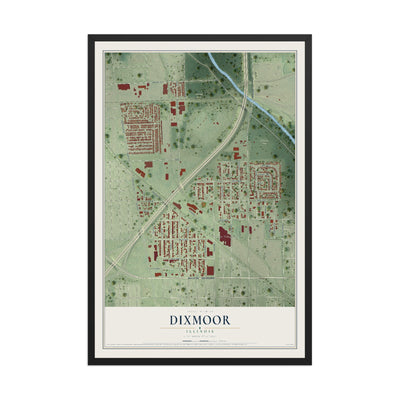 Map of Dixmoor, Illinois, 12 x 18 inch print in a black wood frame