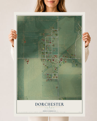 Map of Dorchester, Illinois, 24 x 36 inch unframed archival matte print