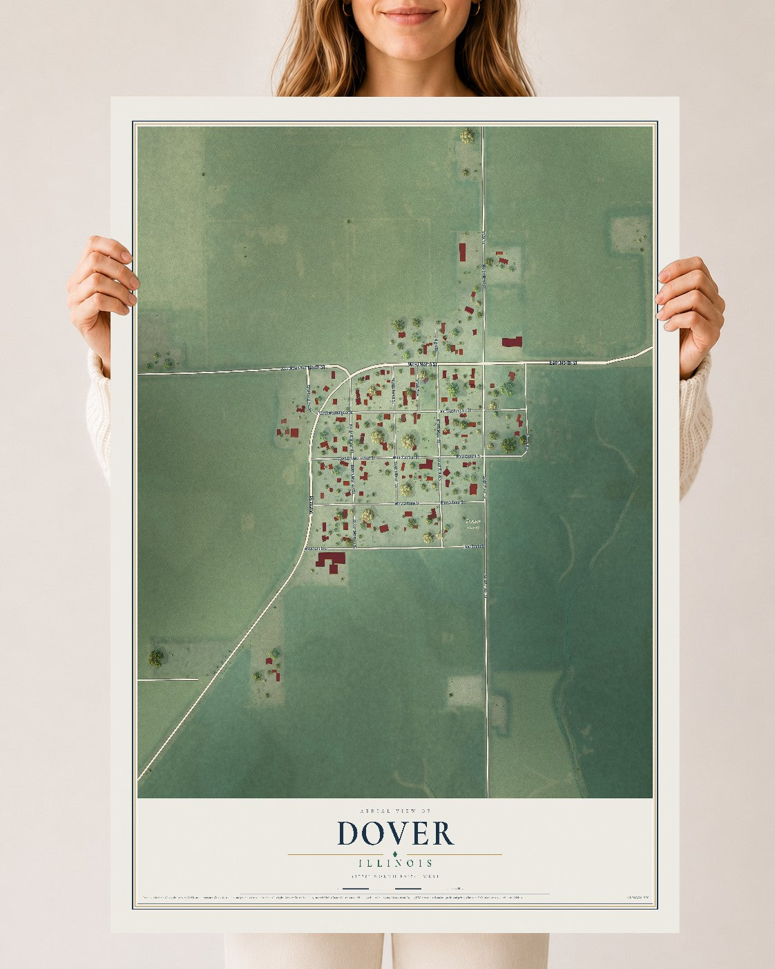 Map of Dover, Illinois, 24 x 36 inch unframed archival matte print