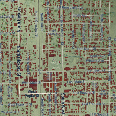 Close-up of the map of Du Quoin, Illinois print showing street and building detail