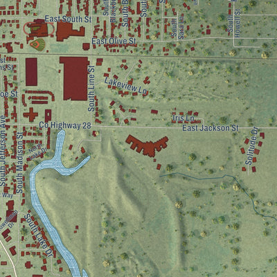 Second close-up of the map of Du Quoin, Illinois print showing more streets and buildings