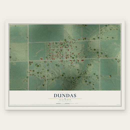 Dundas, Illinois map print, the full design