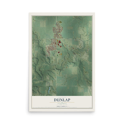 Map of Dunlap, Illinois, 12 x 18 inch unframed archival matte print
