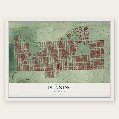 Dunning, Illinois map print, the full design