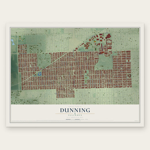 Dunning, Illinois map print, the full design