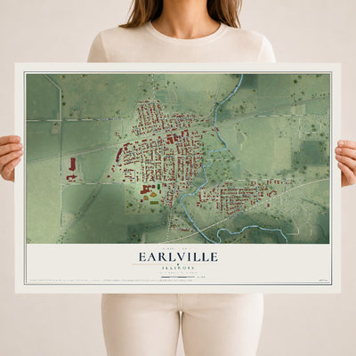 Map of Earlville, Illinois, 18 x 24 inch unframed archival matte print