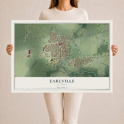 Map of Earlville, Illinois, 24 x 36 inch unframed archival matte print
