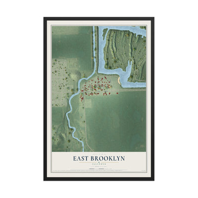 Map of East Brooklyn, Illinois, 12 x 18 inch print in a black wood frame