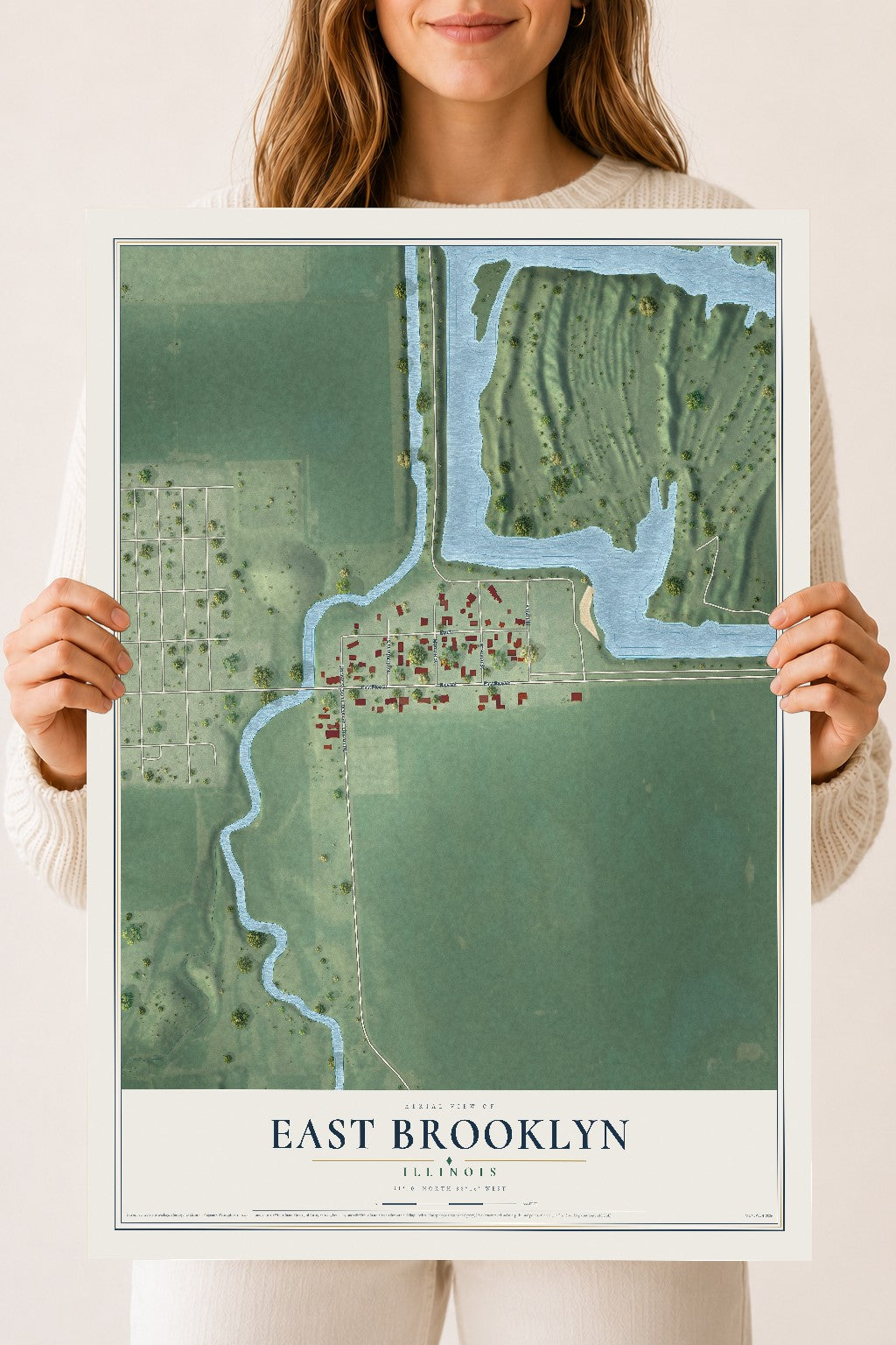 Map of East Brooklyn, Illinois, 18 x 24 inch unframed archival matte print
