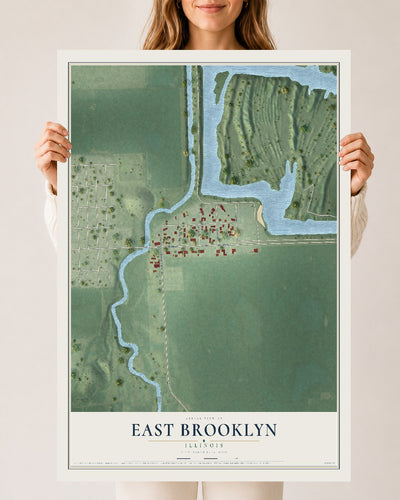 Map of East Brooklyn, Illinois, 24 x 36 inch unframed archival matte print