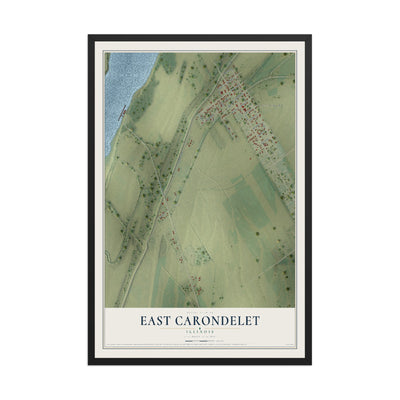 Map of East Carondelet, Illinois, 12 x 18 inch print in a black wood frame