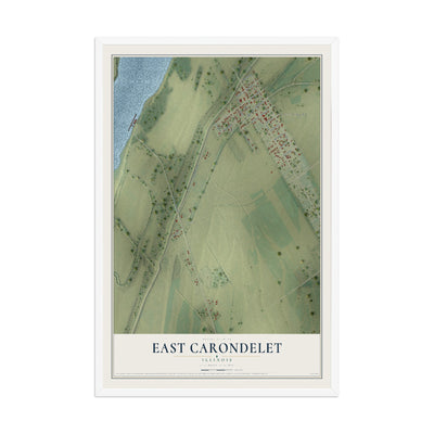 Map of East Carondelet, Illinois, 12 x 18 inch print in a white wood frame