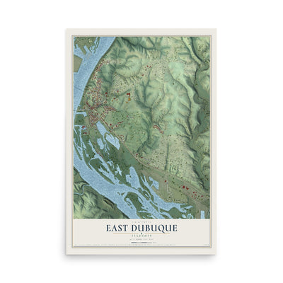 Map of East Dubuque, Illinois, 12 x 18 inch unframed archival matte print