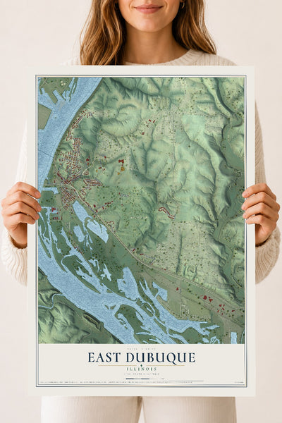 Map of East Dubuque, Illinois, 18 x 24 inch unframed archival matte print